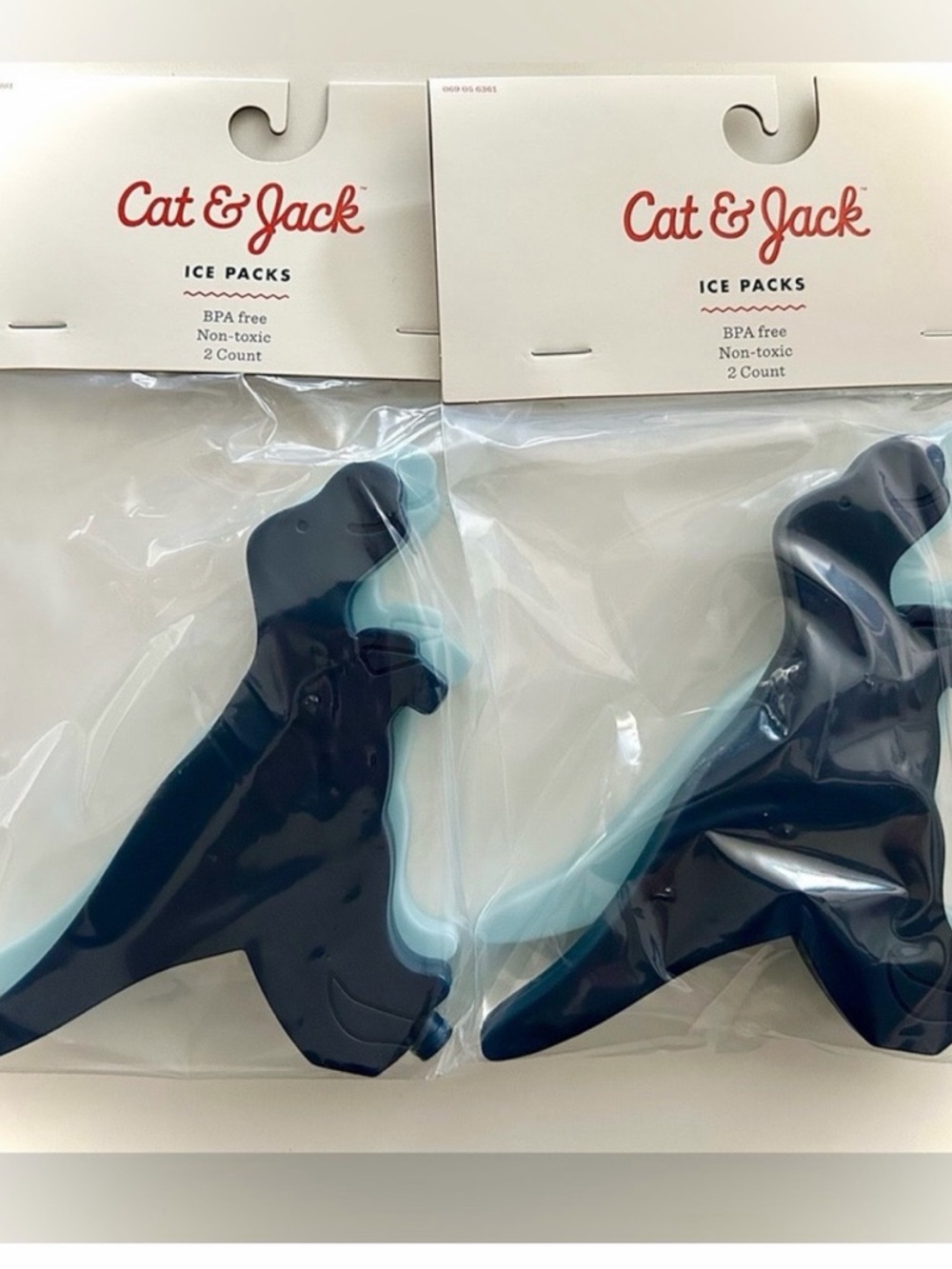 Cat & Jack Navy and Light Blue Dinosaur Ice Packs (2 Pack) X 2.